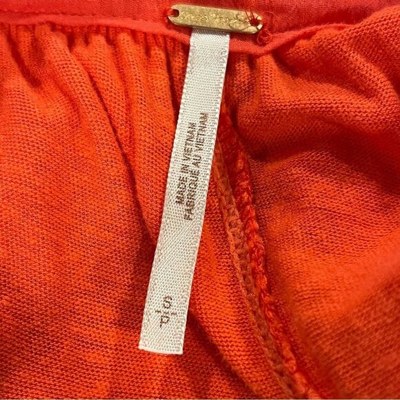 Free People Low Down popover Swing oversized Top Henley Orange size small - Picture 7 of 10